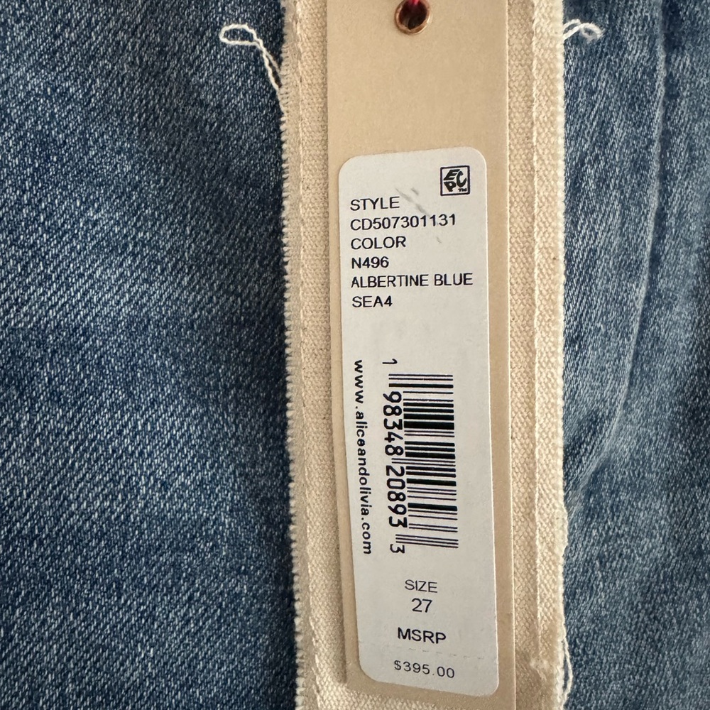 Alice + Olivia Dylan High Rise Blue Flare Jeans